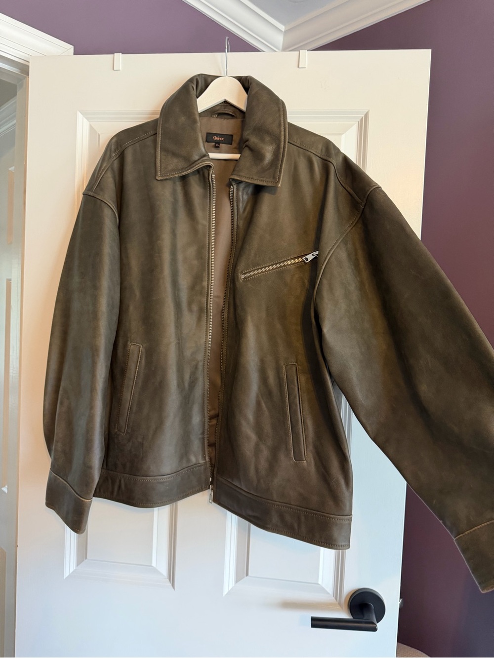 Quince 100% Leather Oversized Bomber Jacket